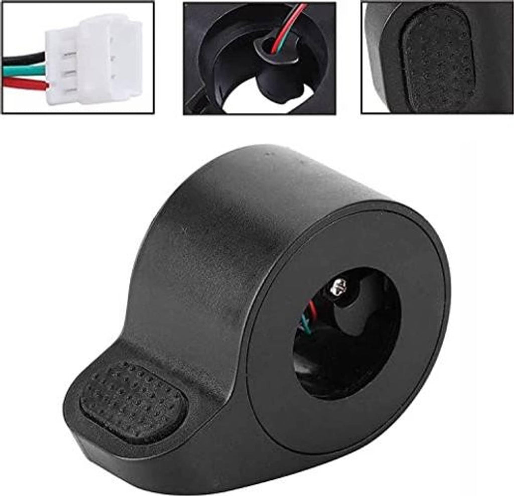 Electric scooter thumb throttle accelerator control, textured grip pad and cable