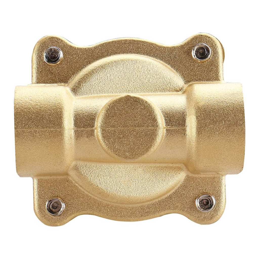 Brass electric solenoid valve body with four mounting holes and central port