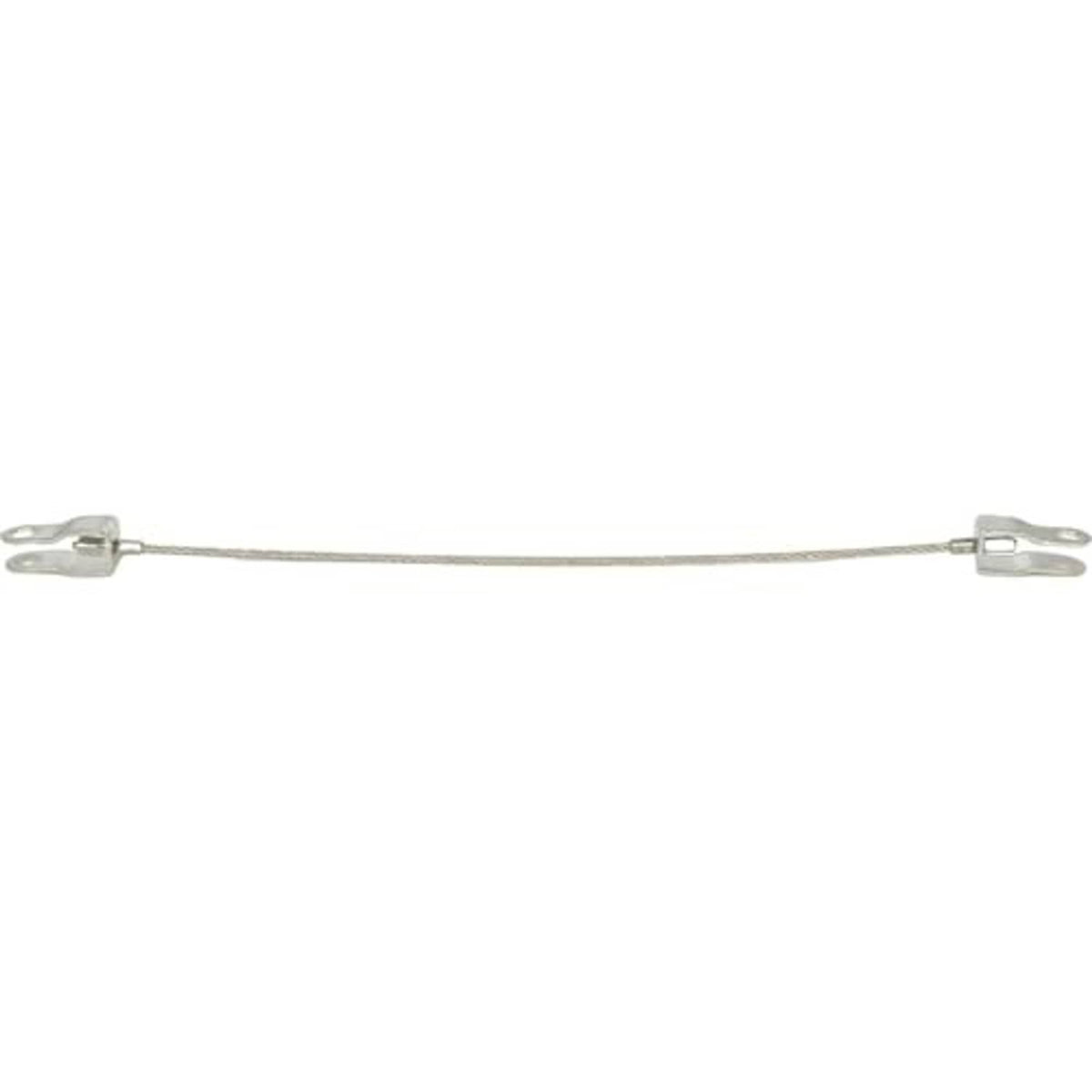 Hood release cable with two metal loop clips and straight braided wire