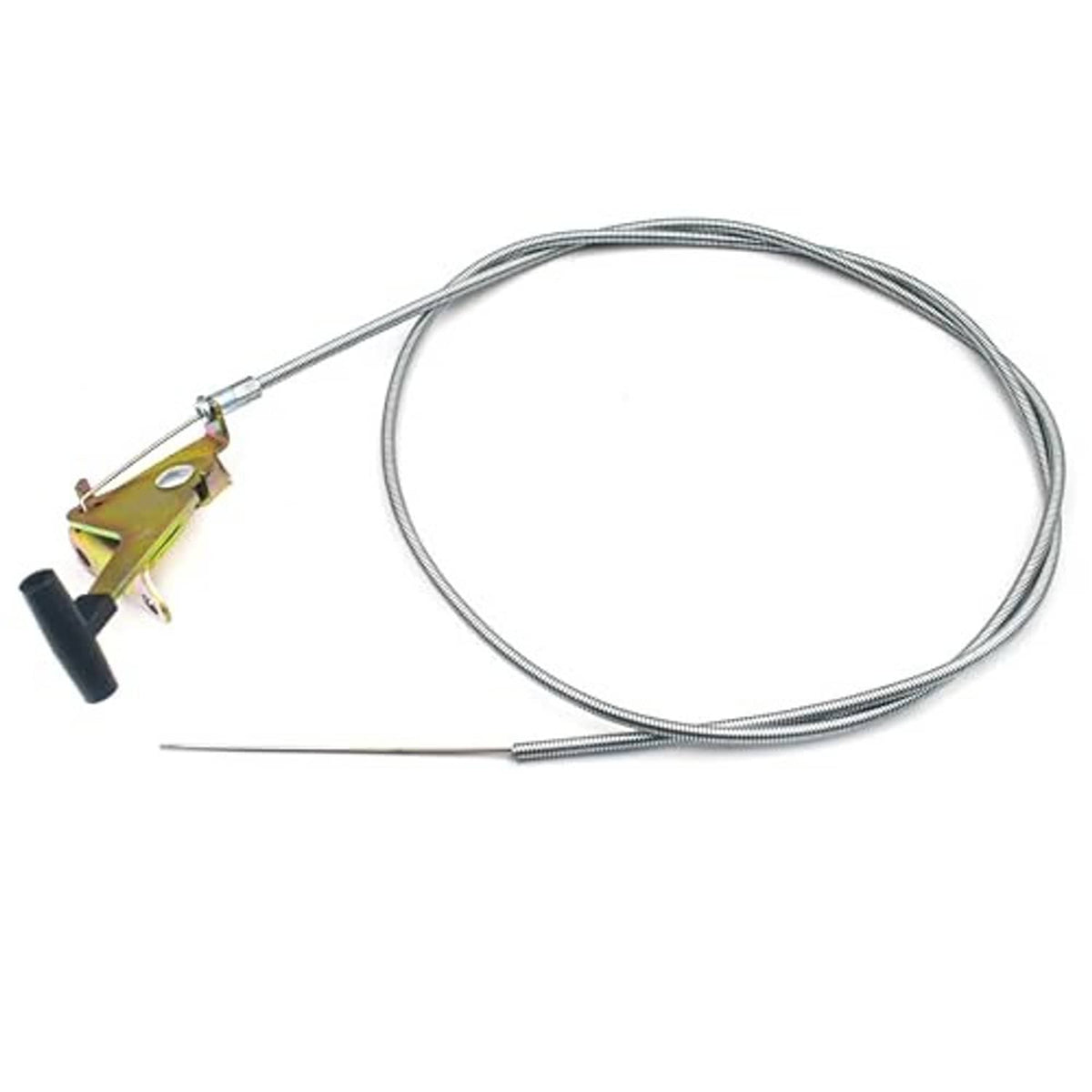 Throttle cable replacement assembly, steel wire cable with yellow lever and black grip