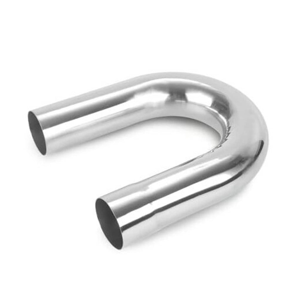Stainless steel 180-degree exhaust pipe with dual open ends, curved U-shape