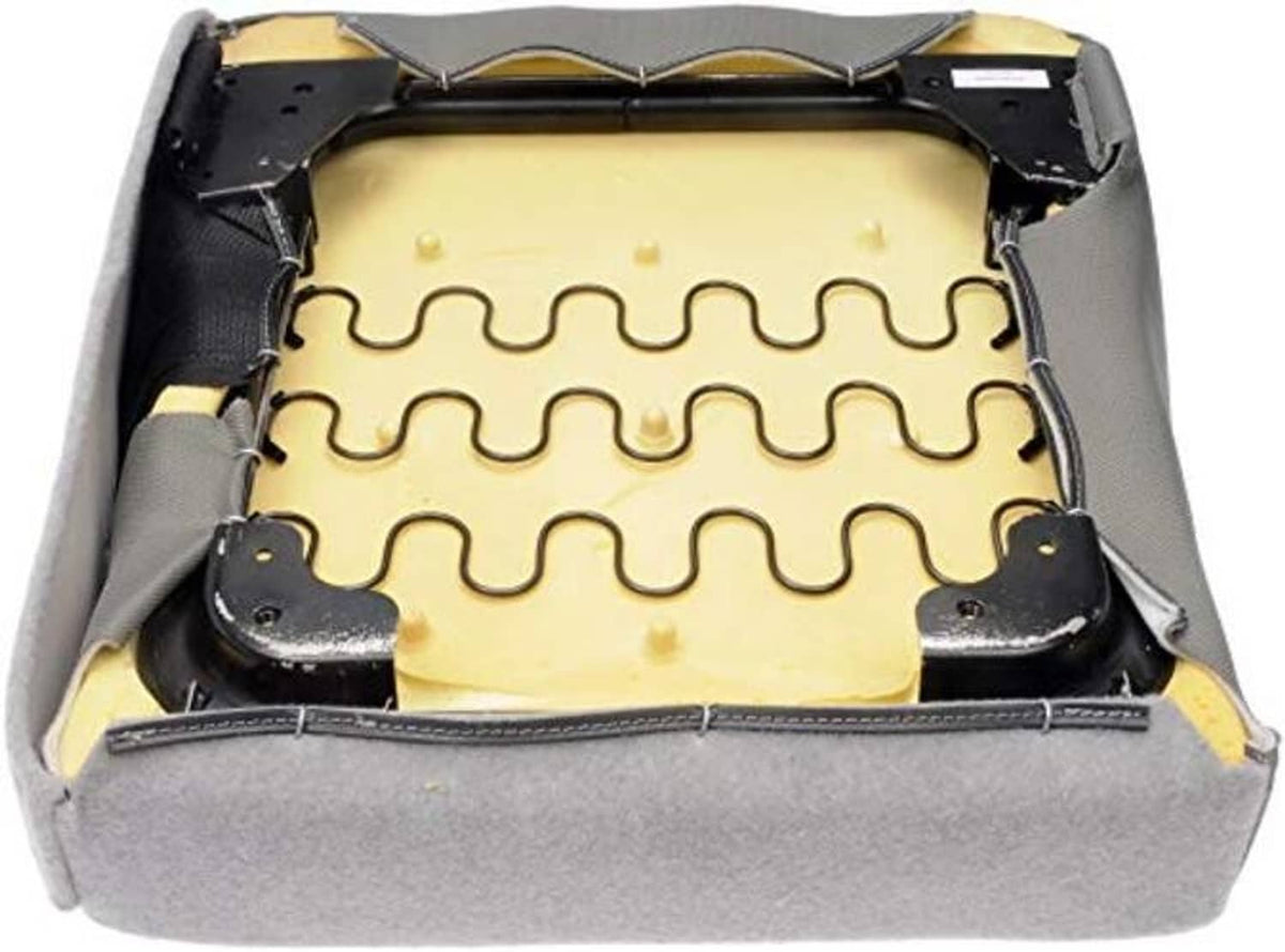 Gray seat bottom cushion underside with foam insert and mounting brackets