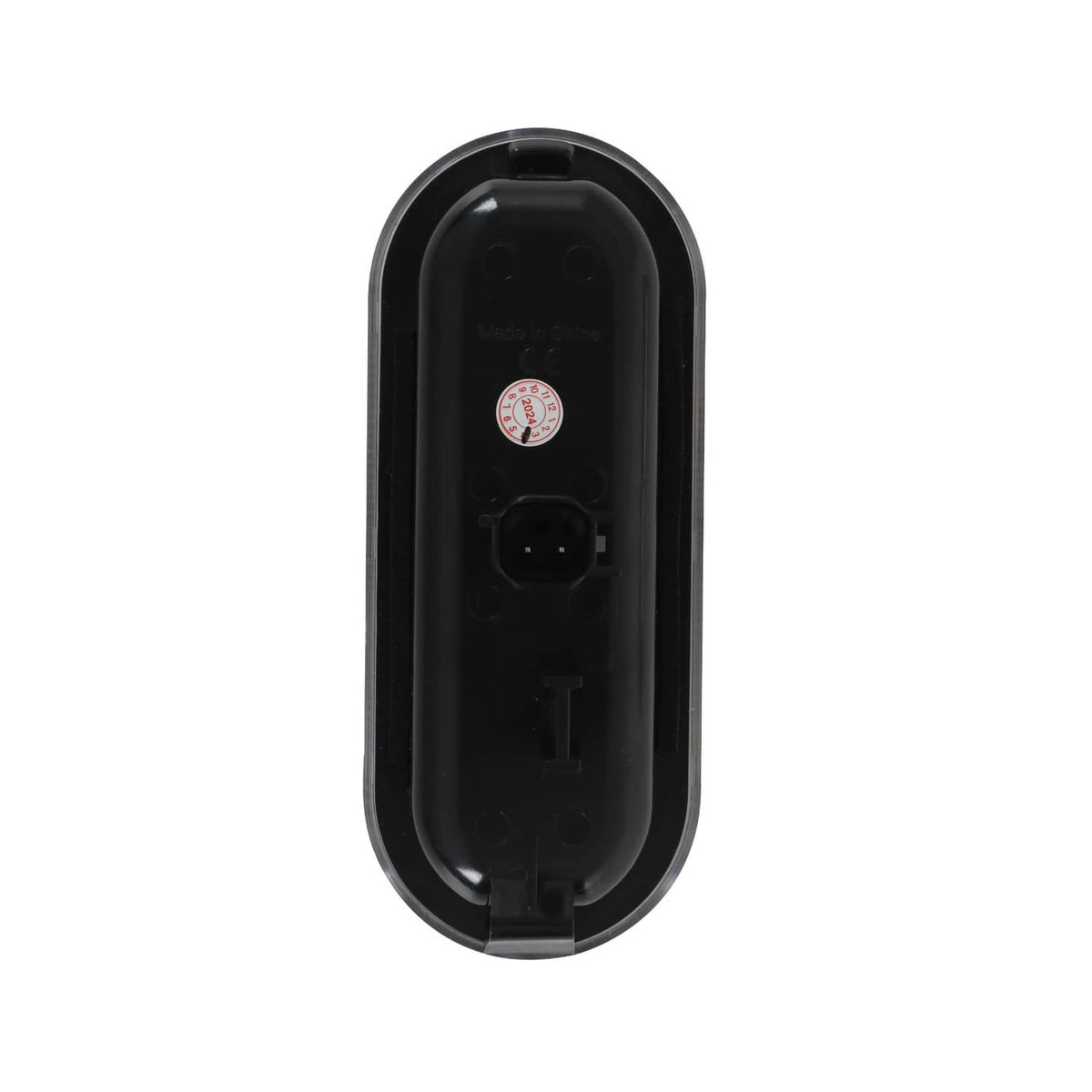Black LED bed light rear housing with oval frame and central socket opening