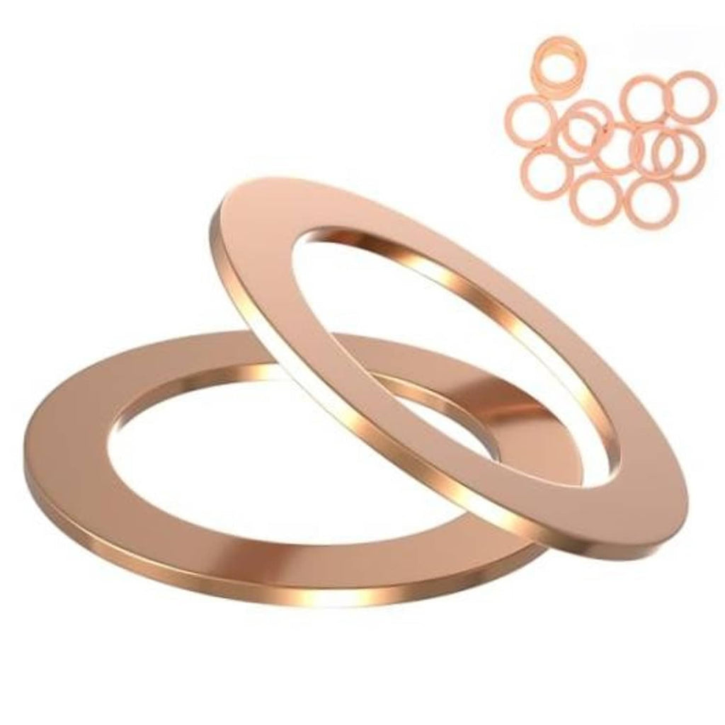 Copper oil drain plug crush washers, round sealing gaskets with center holes