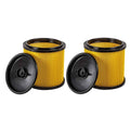 2-pack shop vac replacement filters, black caps, yellow pleated media