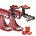 Black strainer attachment with twin feed plates and grinding screen