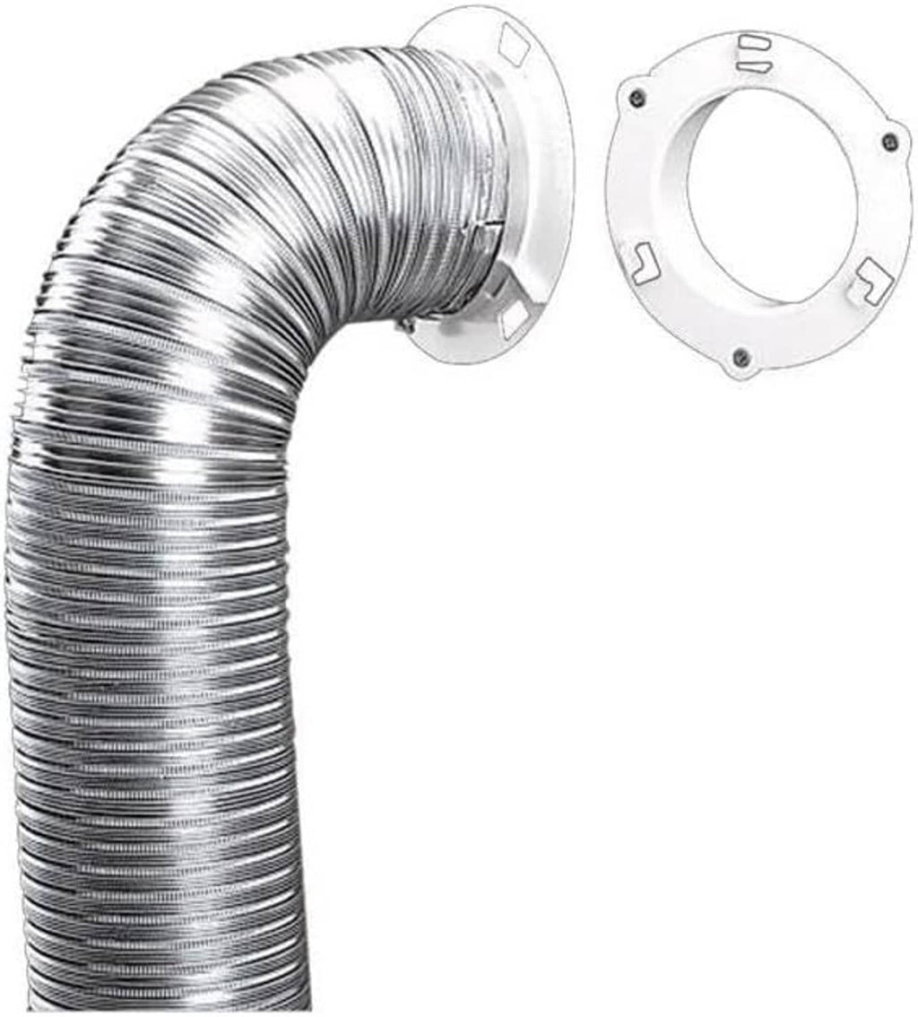 Ribbed metal dryer vent hose with white quick-release connector plate for 4 in fitting