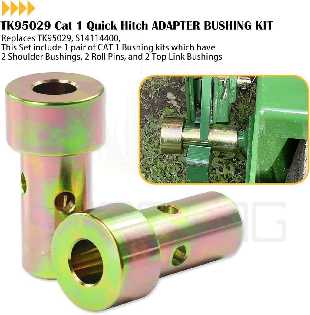 Quick hitch bushing adapter pair with iridescent sleeves and black insert pins