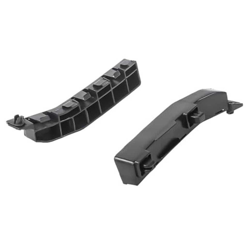 Front bumper bracket retainer pair, black plastic clips and slots, left and right