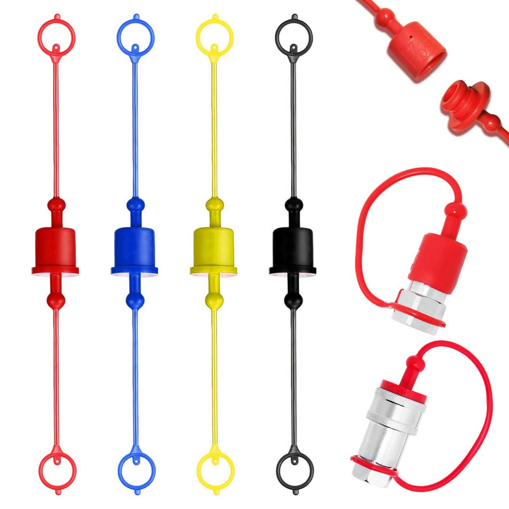 Ojeemii hydraulic dust caps and plugs set with red, blue, yellow, and black pieces