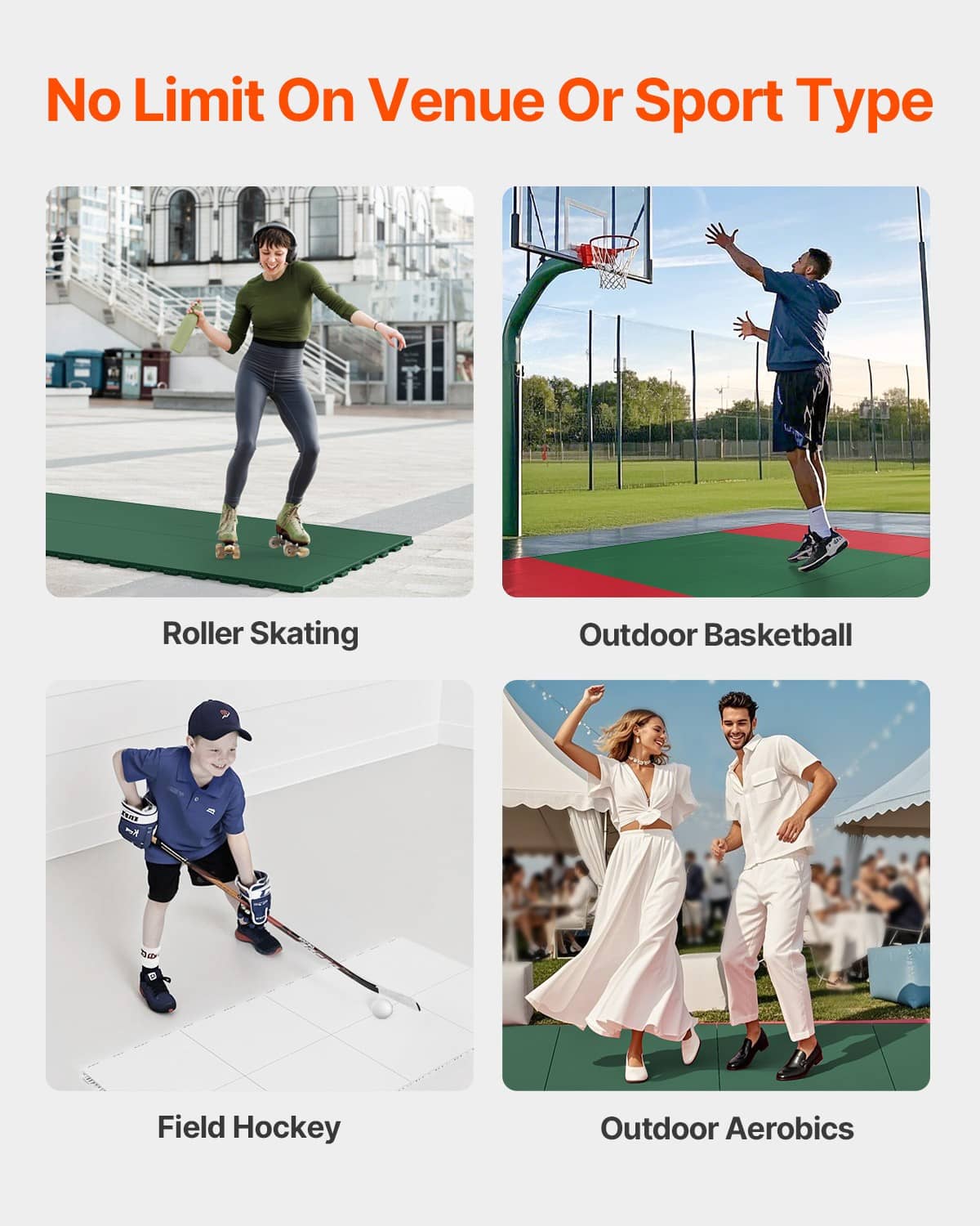 White interlocking sports floor tiles for versatile indoor and outdoor use