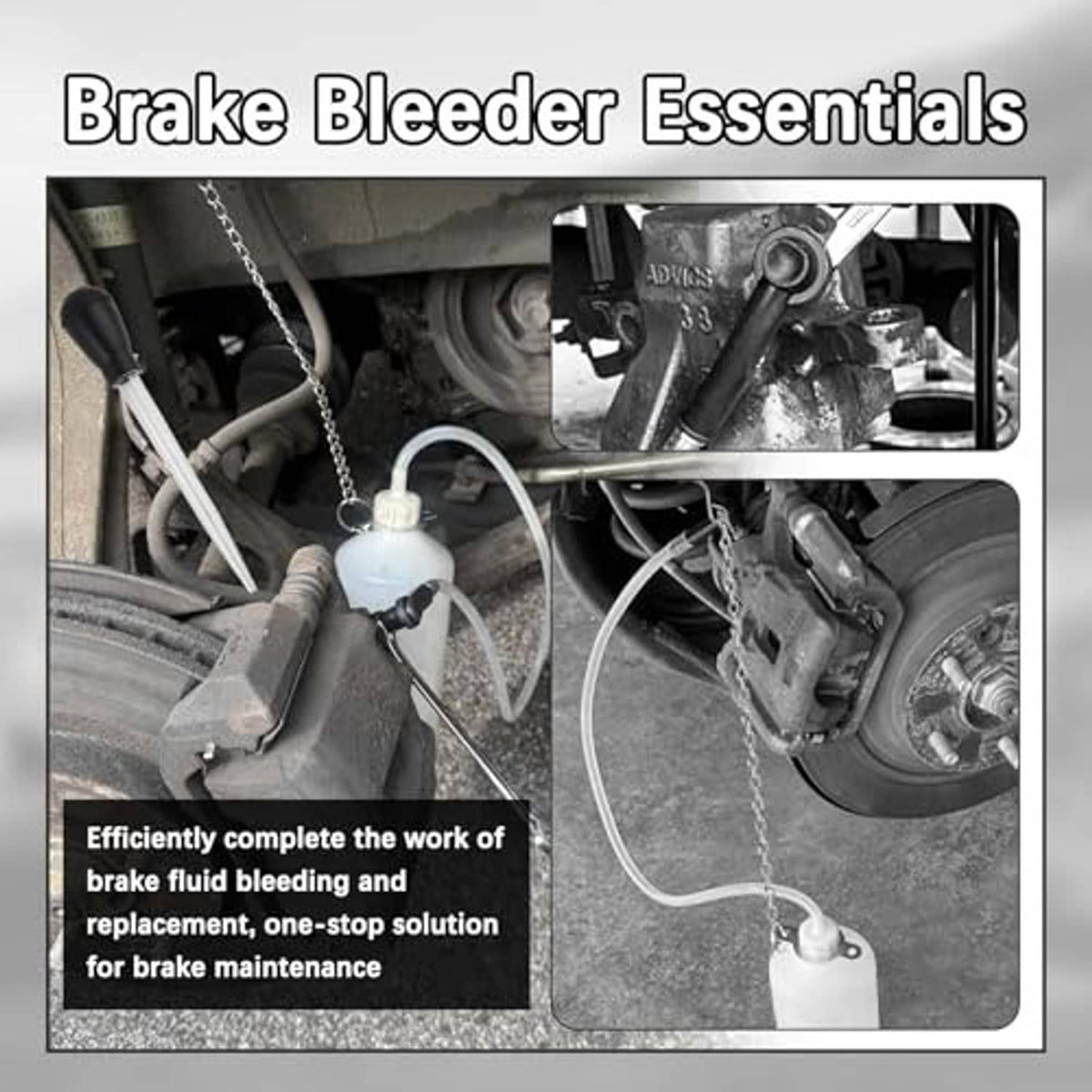 Brake fluid bleeder kit bottle with clear hose for self-service bleeding