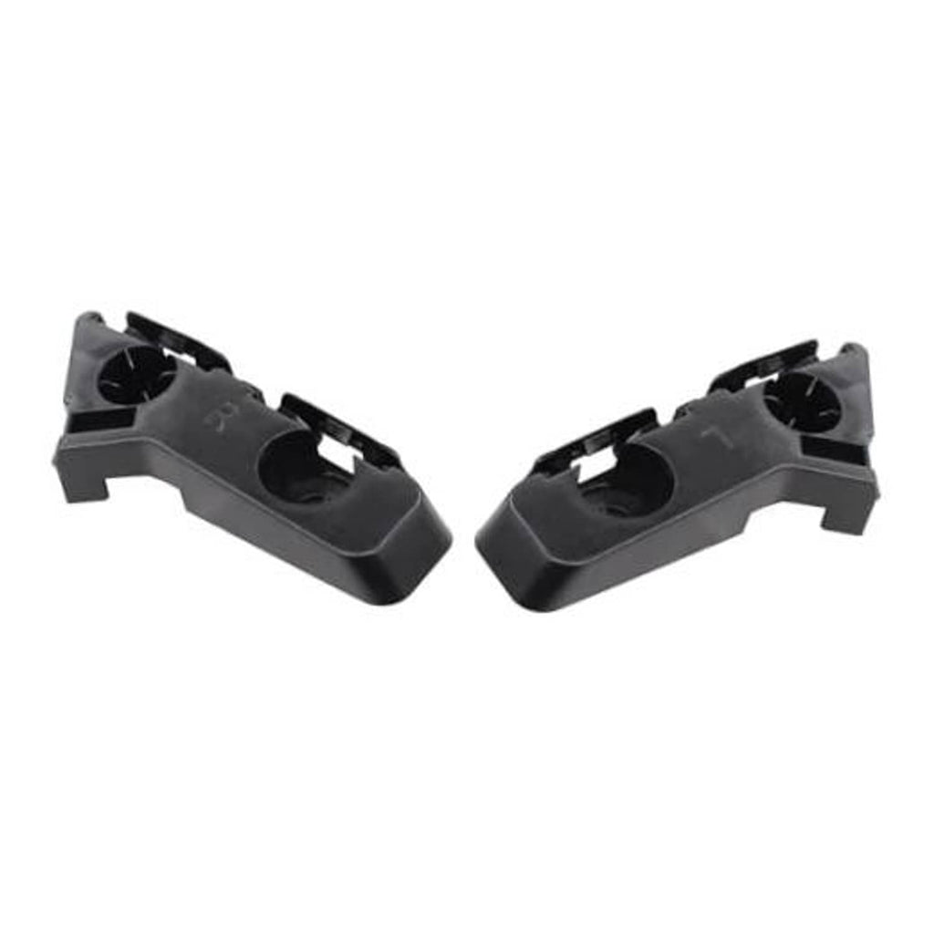 Set of front bumper bracket mounts with circular openings, dark gray plastic, left and right
