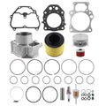 Cylinder top end rebuild kit components: gaskets, cylinder, piston, filters and rings