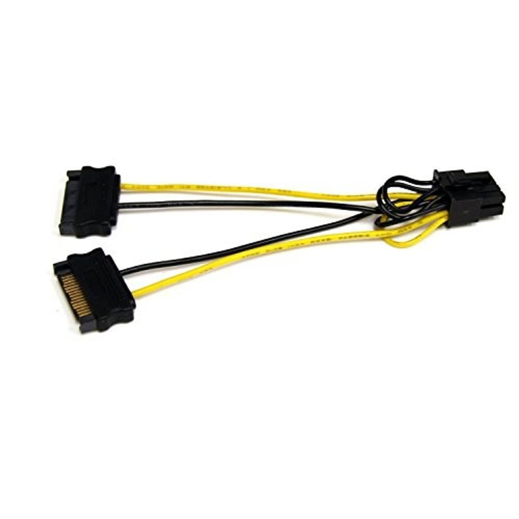 6in SATA to 8-pin PCIe power cable adapter, black SATA plug to 8-pin