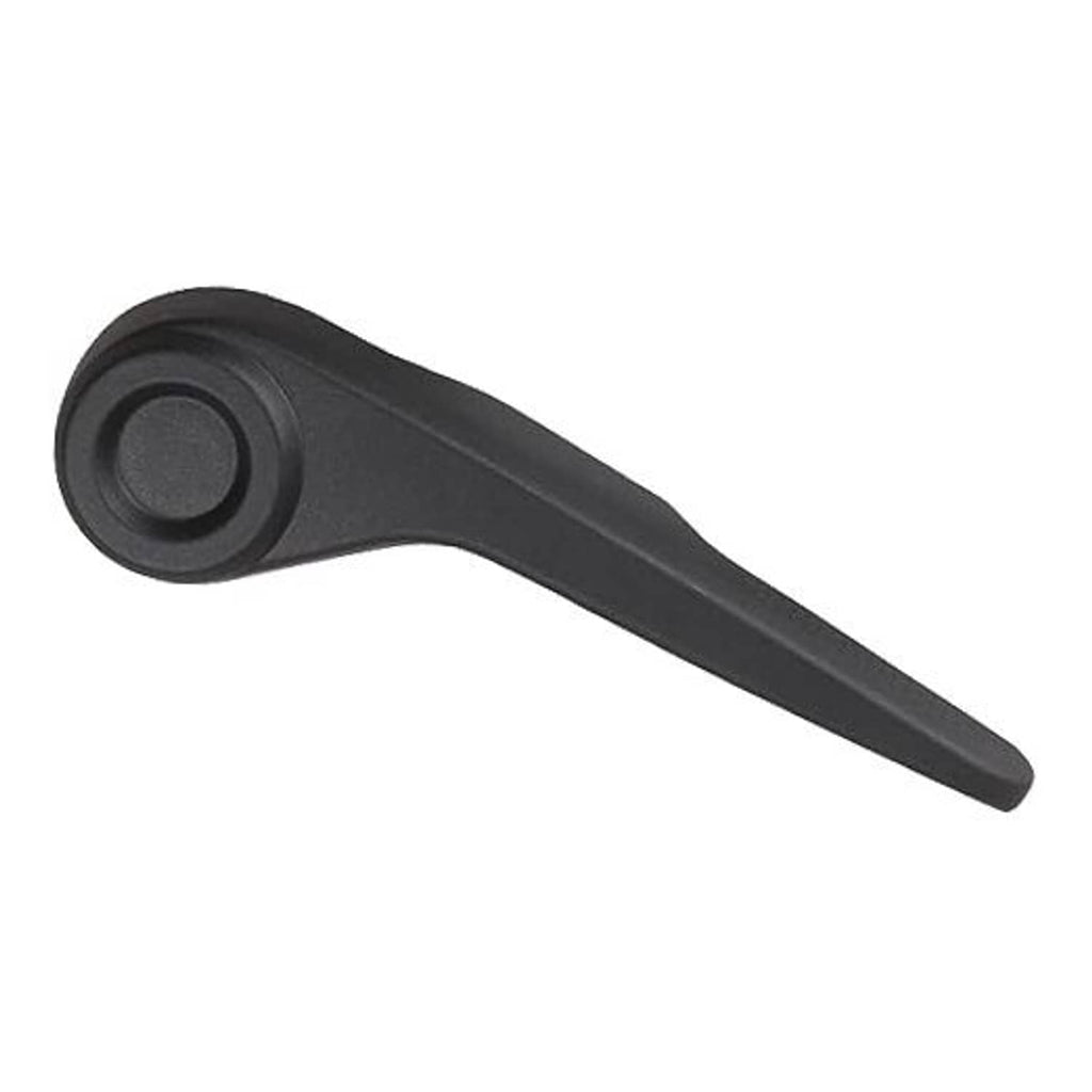 Seat recliner handle lever, black plastic grip with circular control cap