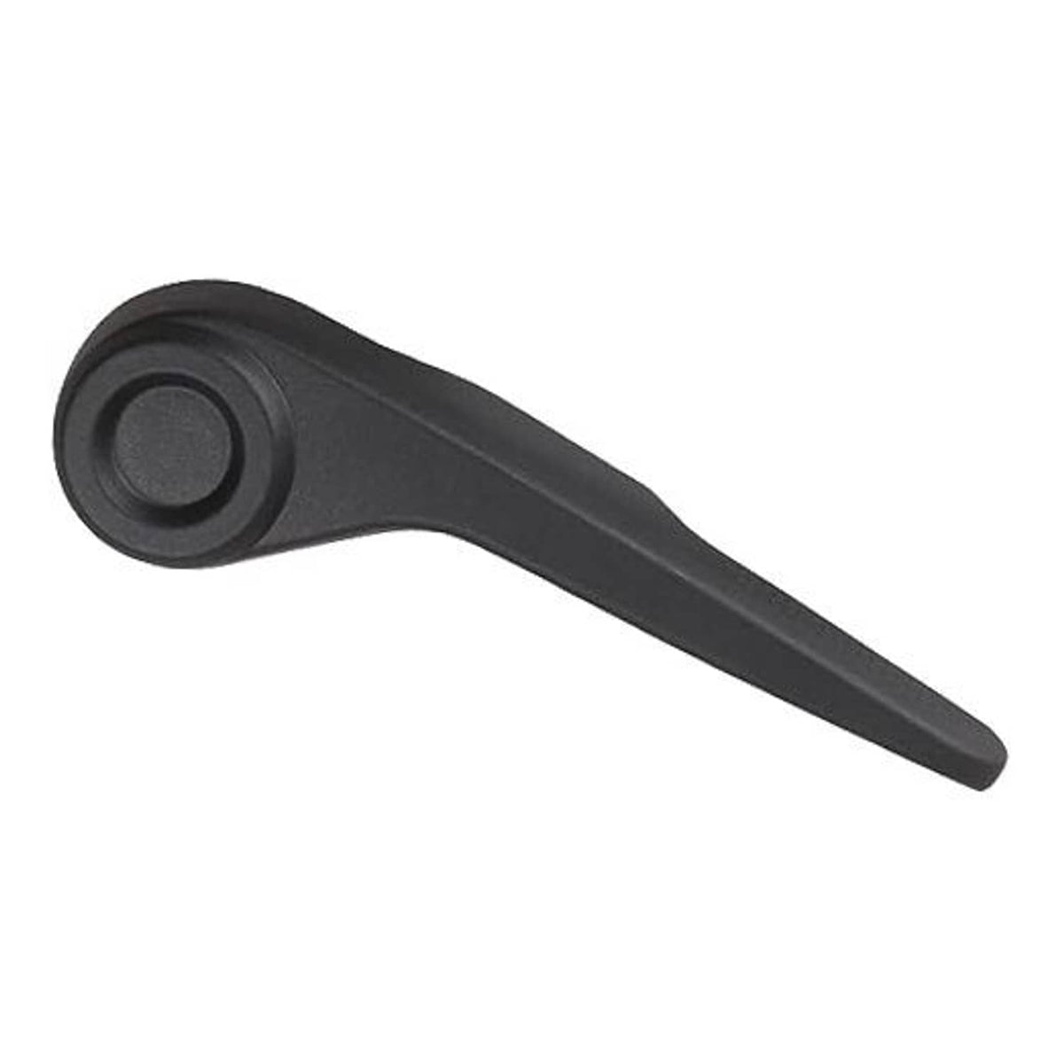 Seat recliner handle lever, black plastic grip with circular control cap