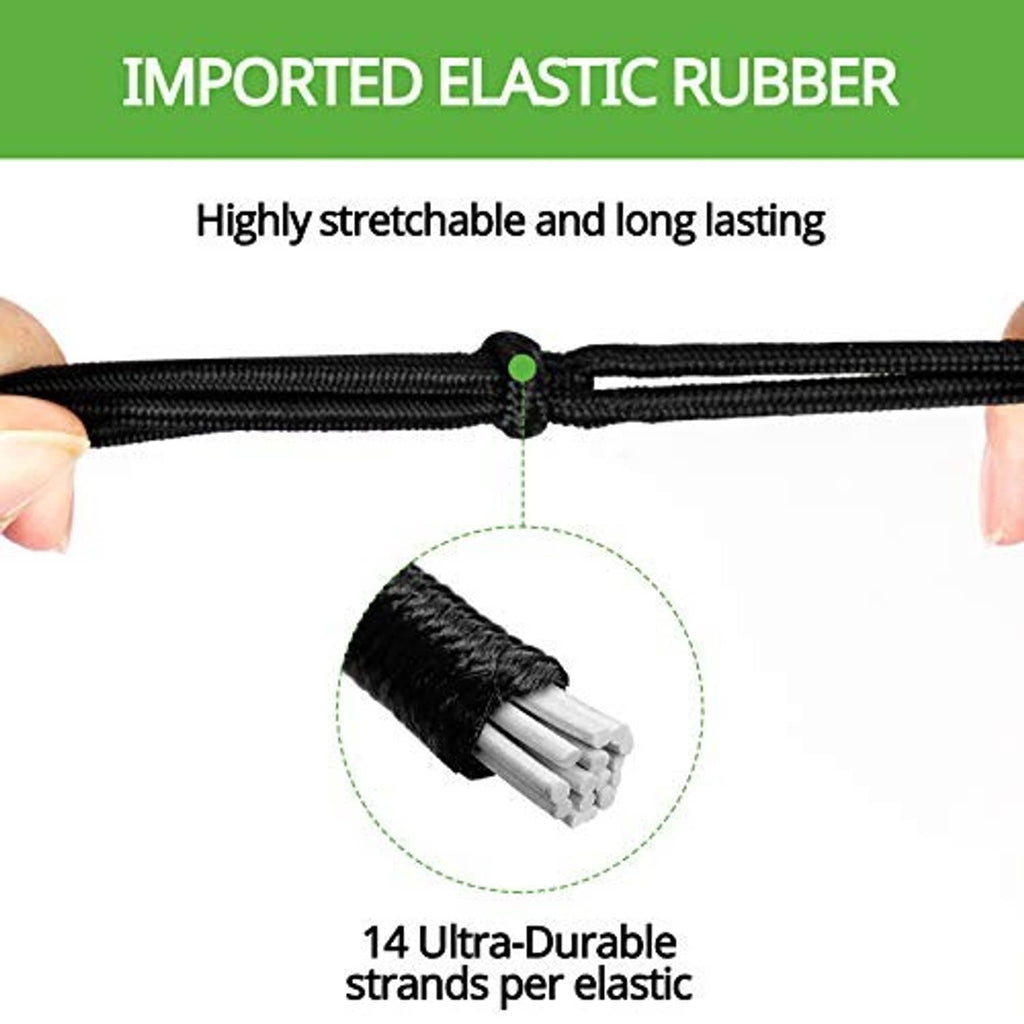Black elastic rubber trellis cord with durable strands, part of square-grid net