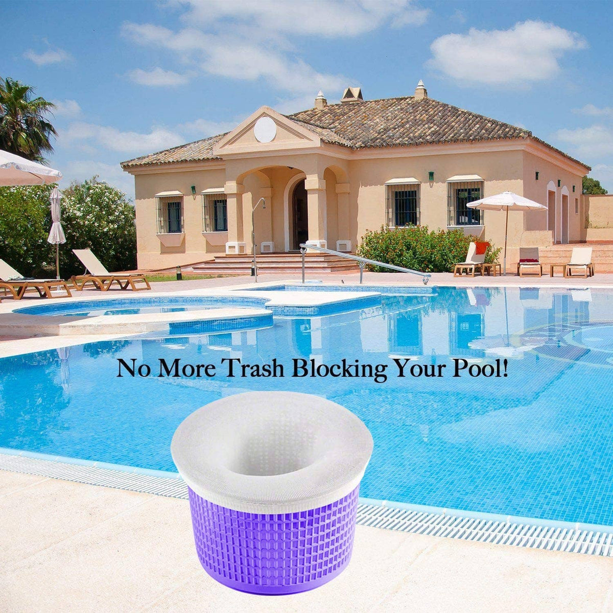 White pool skimmer sock filter basket helps prevent trash blocking the pool skimmer