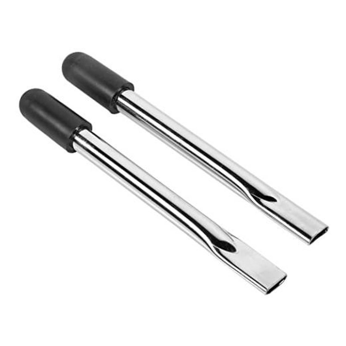 Pair of wheelchair brake handle extensions with black grips and chrome rods