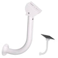 White L-shaped solar panel wall mount bracket with adjustable curved arm