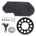 Black roller drive chain with rear sprocket gear and small installation hardware