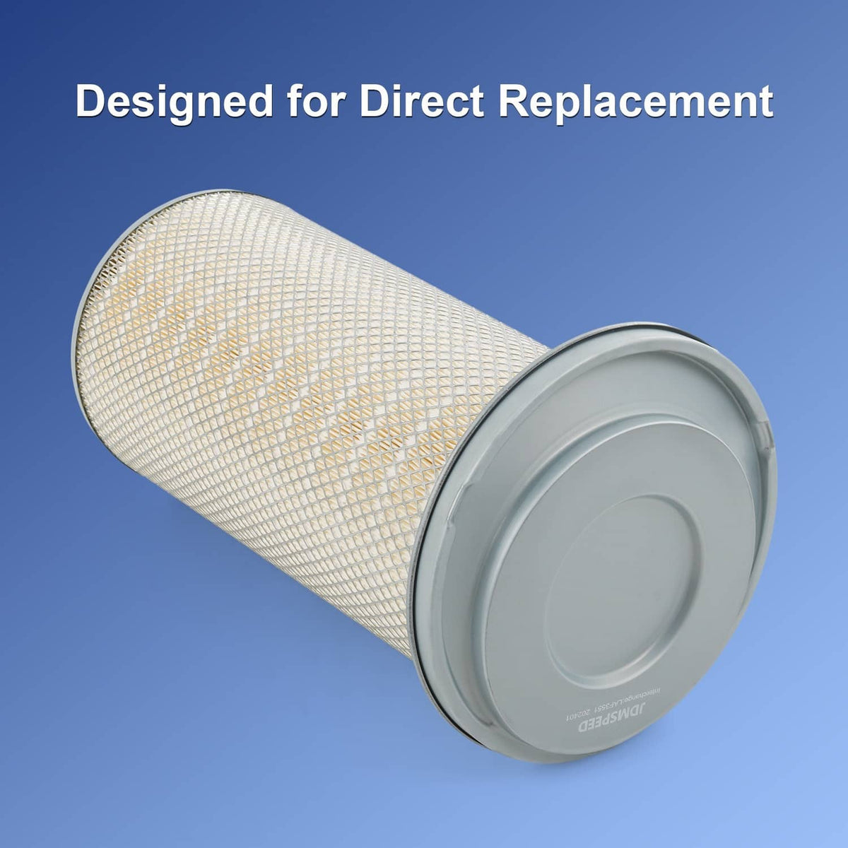 Air filter element with pleated mesh cylinder and round gray end cover