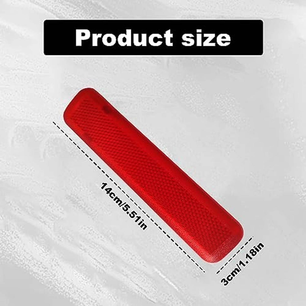 Red door reflector panel pair with textured rectangular lens shape