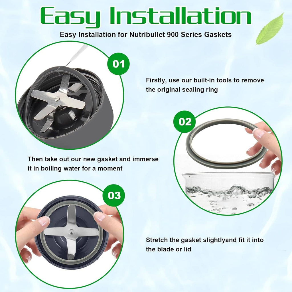 Grey rubber gasket seal ring being installed on blender blade