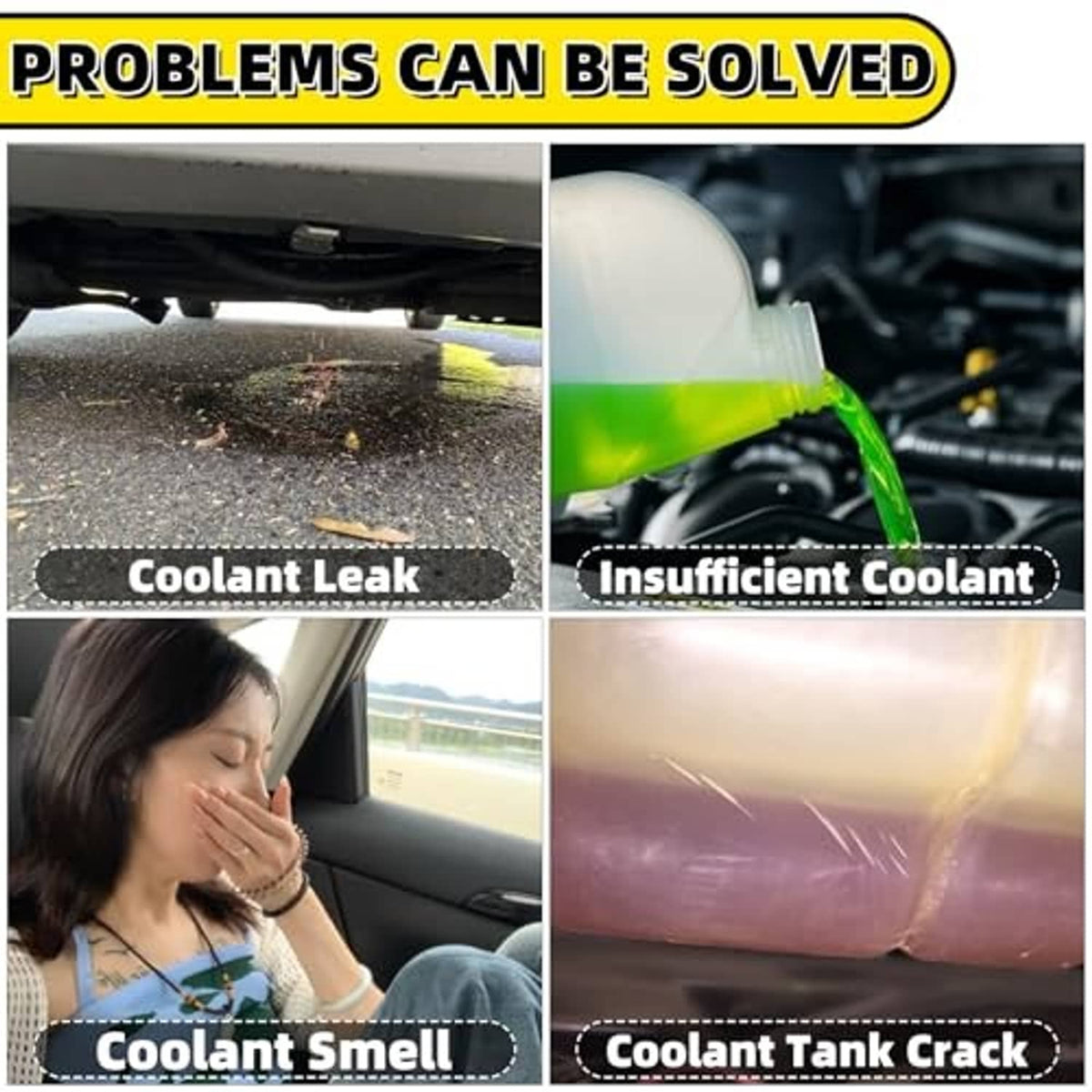 White engine coolant reservoir tank with black cap and sensor connection