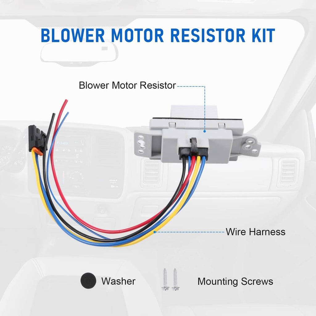 Blower motor resistor kit with module and bundled wire harness