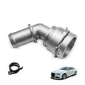 Silver aluminum quick connector cooling hose flange with spring clamp and angled outlet