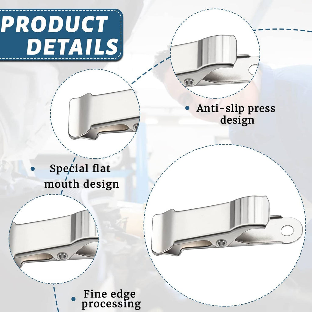 Silver metal mini clamp detail view with textured edge and anti-slip press design
