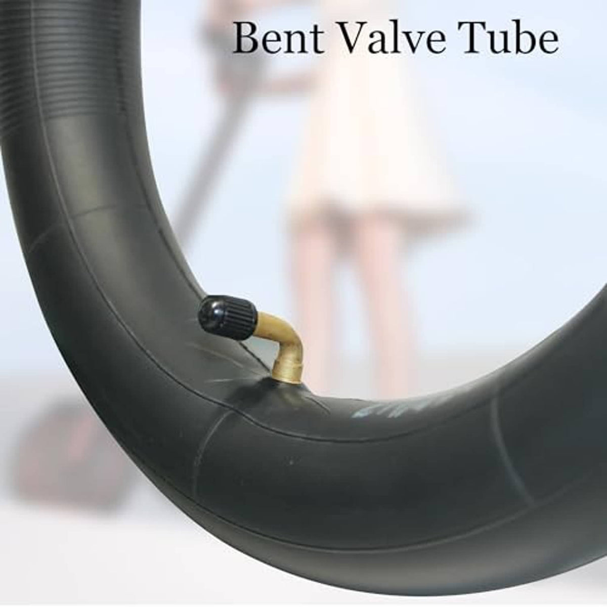Black bent-valve inner tube with brass valve stem