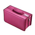 Nylon CD/DVD storage case with zipper, textured magenta finish and handle tab.