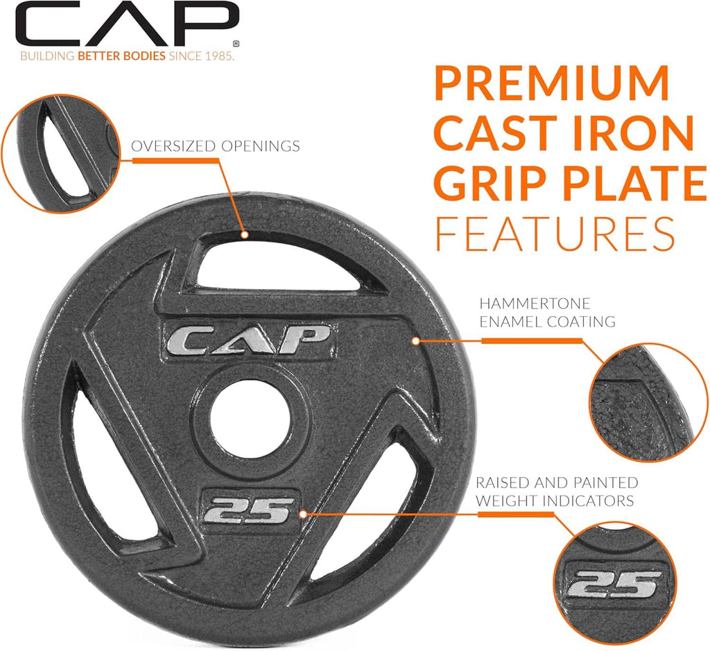 Black CAP cast iron grip plate with oversize openings and center hole marked 2.5