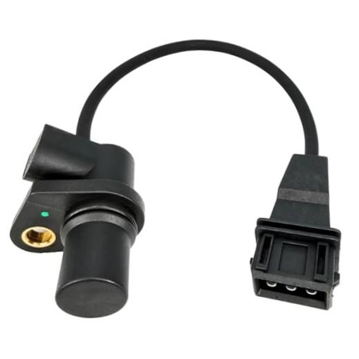 Crankshaft position sensor with black wire harness and 4-pin electrical connector