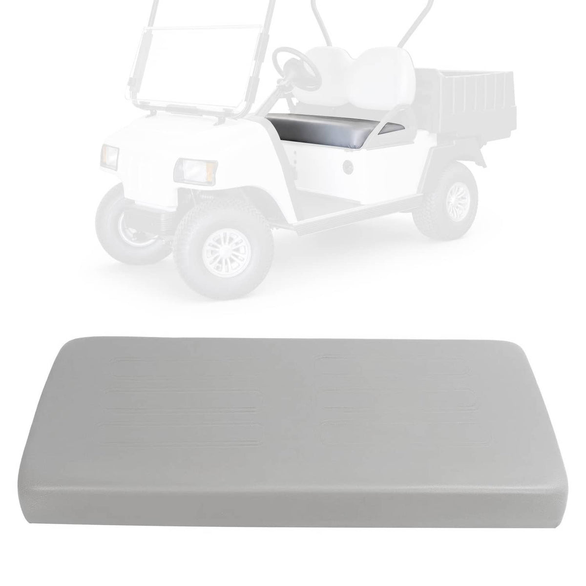 Front seat bottom cushion for golf cart, light gray padded seat cover