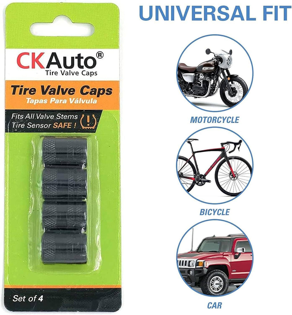 Ckauto tire valve caps set of 4 in blister pack for universal fit