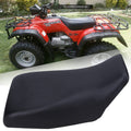 Black ATV seat cover with contoured shape and mounting bracket for easy fit