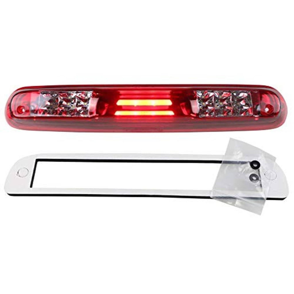 LED tail light bar with red lens and clear chrome reflectors plus included mounting parts