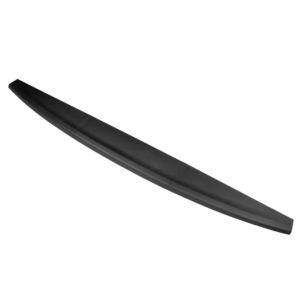 Long tailgate cover molding spoiler, dark gray/black, smooth curved edge