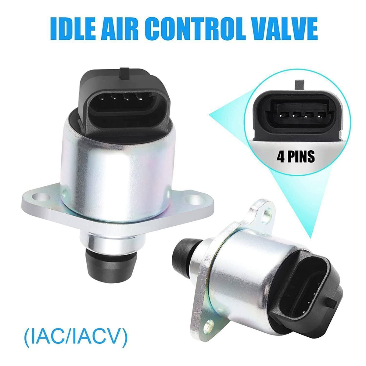 Idle air control valve with 4-pin electrical plug and silver mounting base
