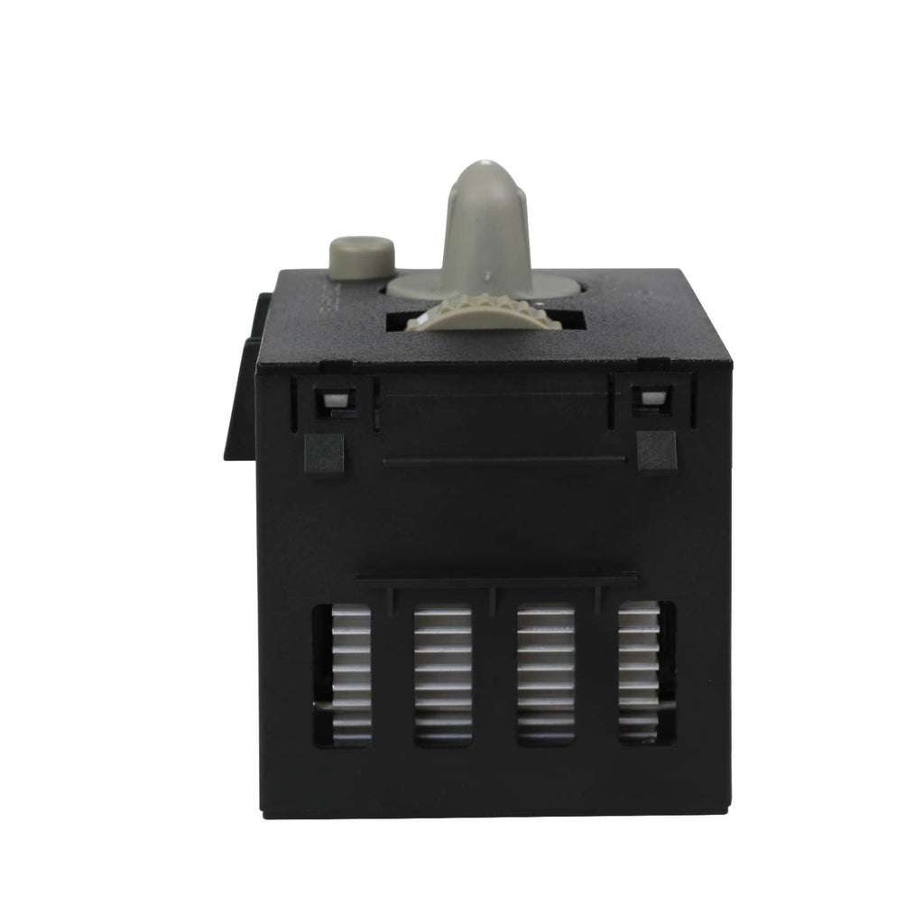 Black dash headlight switch front connector view with multiple vented terminal slots