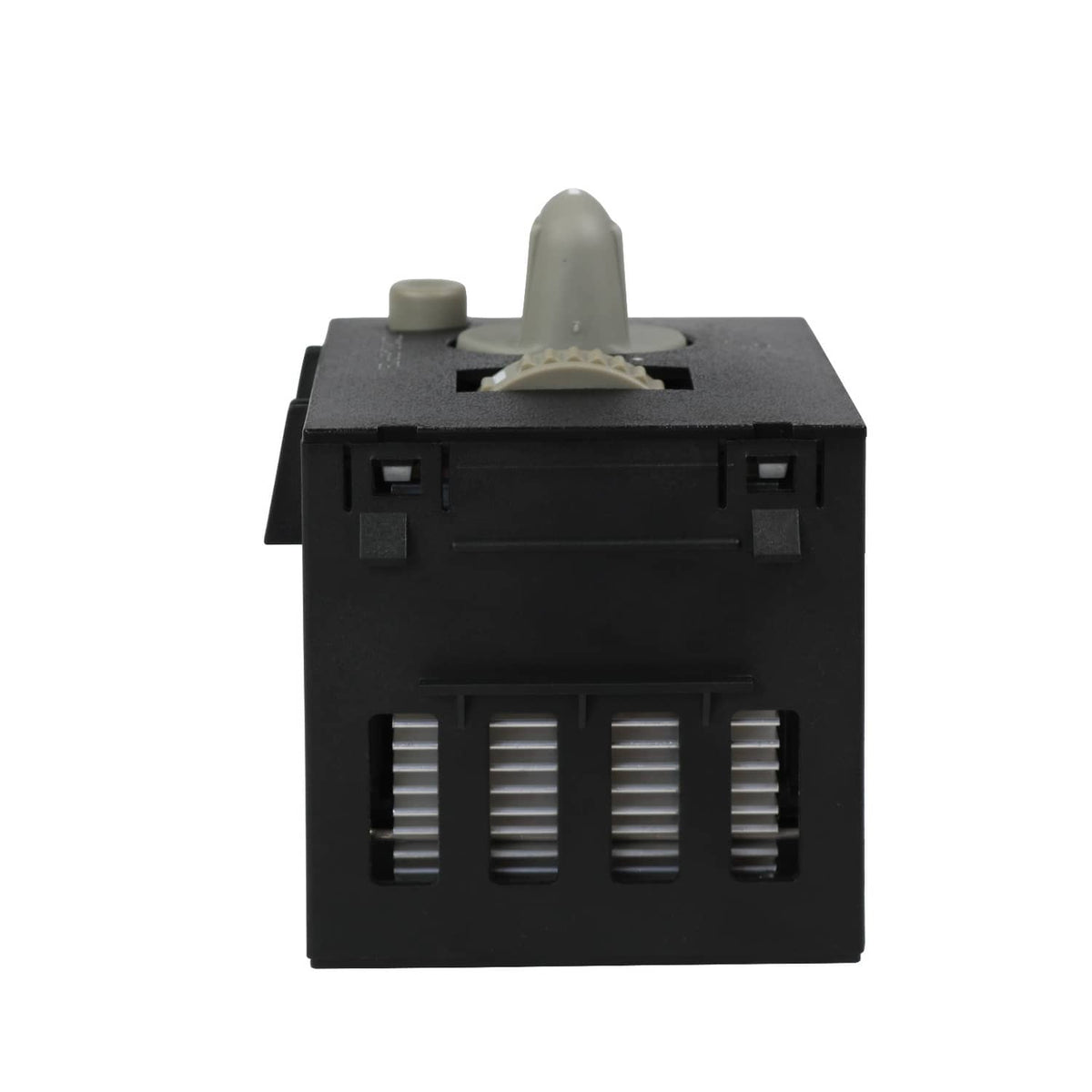 Black dash headlight switch front connector view with multiple vented terminal slots