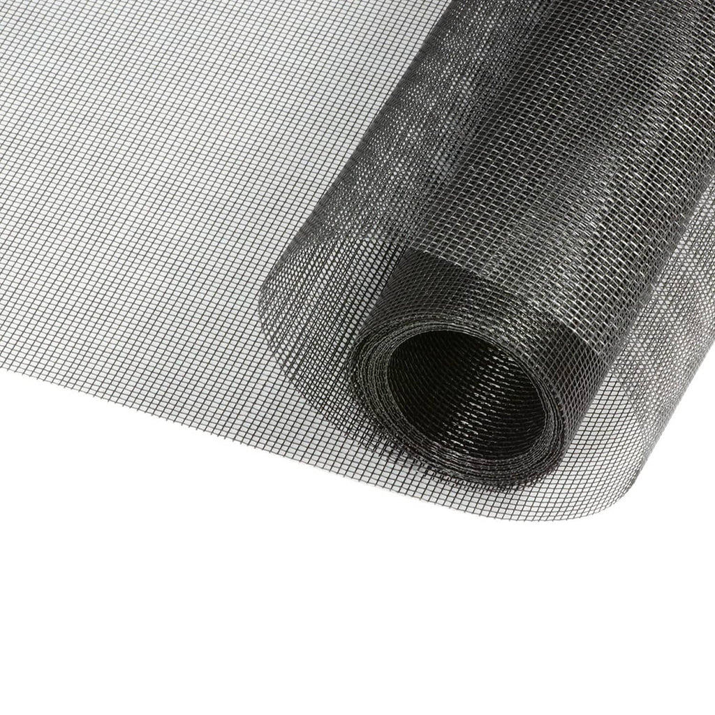 Charcoal black window and door screen mesh roll with fine grid pattern