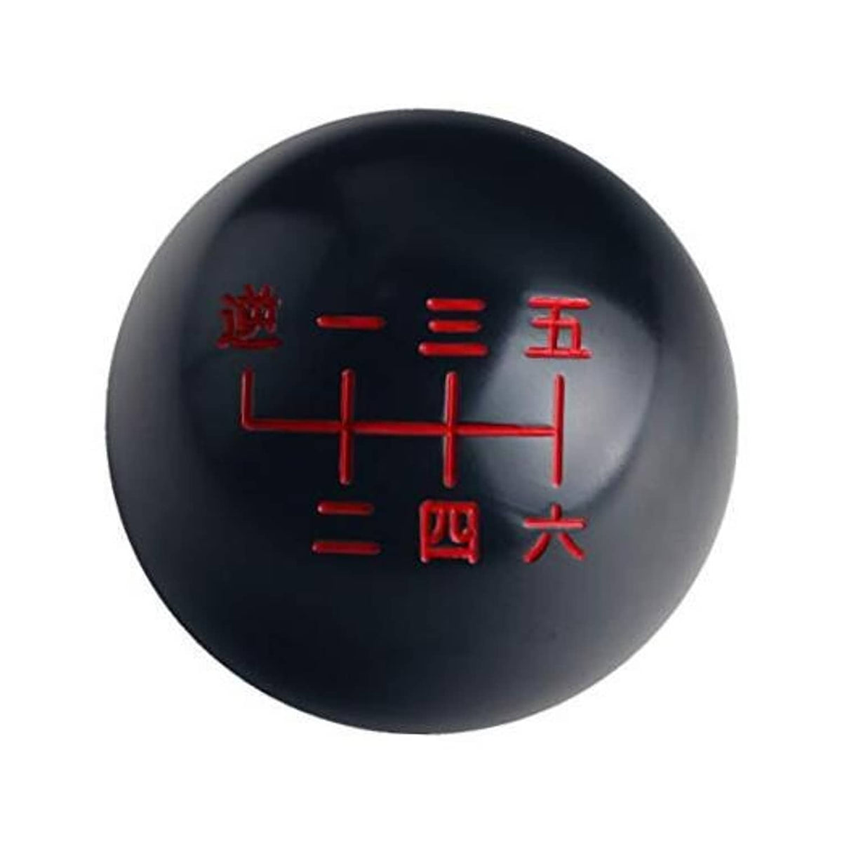 Black 6-speed shift knob with red Japanese number shift pattern on front.