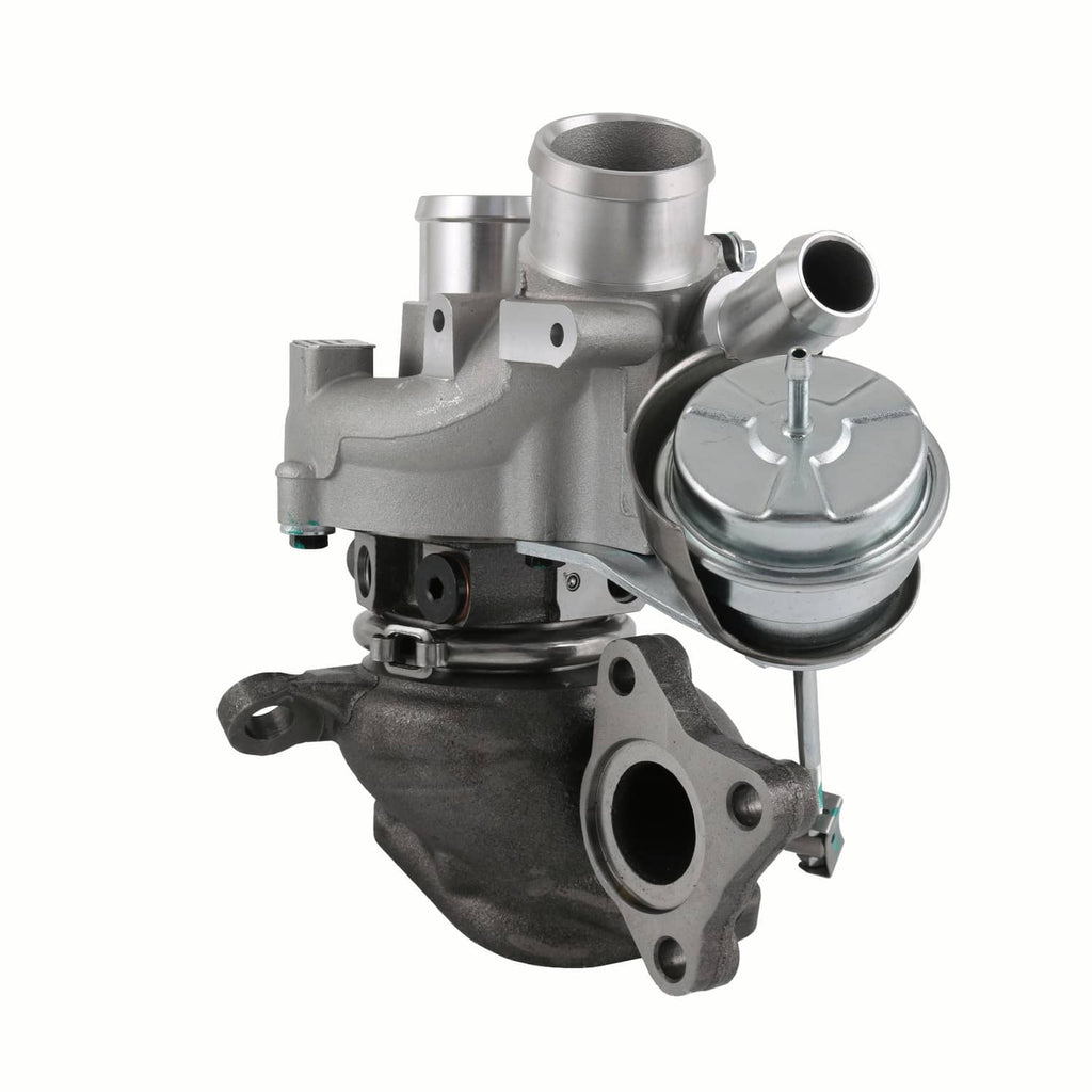 Right-hand turbocharger assembly with compressor housing and round actuator cover