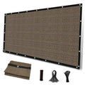 Brown mesh pergola shade cloth panel with metal grommets along all edges