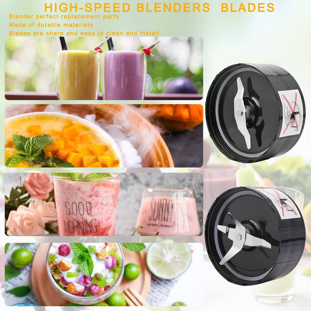 Blender replacement blades with black discs and stainless multi-blade cutters